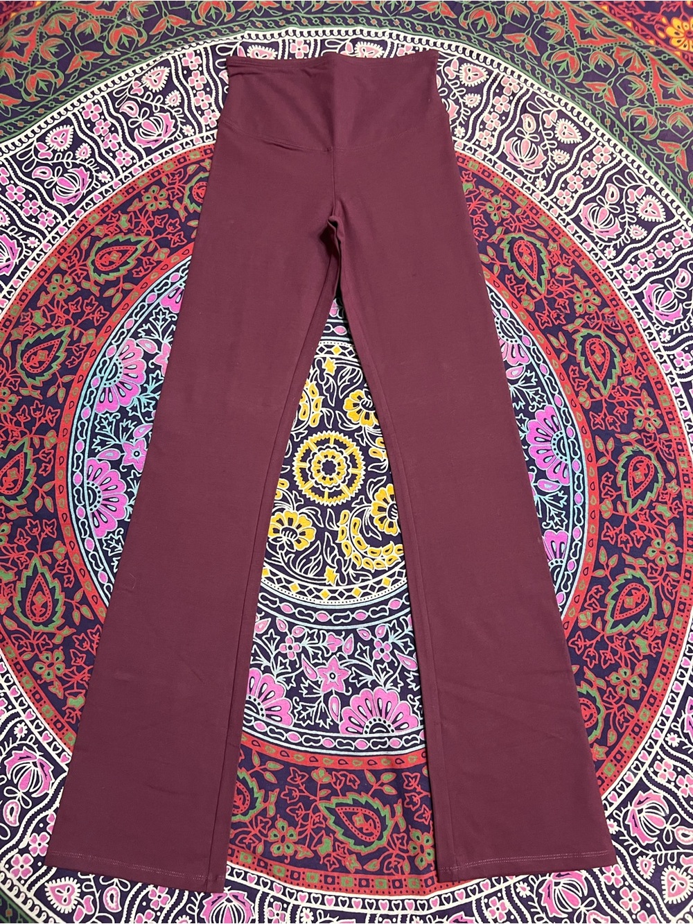 YUMMIE by Heather Thomson Flare Cotton Shaping Flare Yoga Legging Maroon